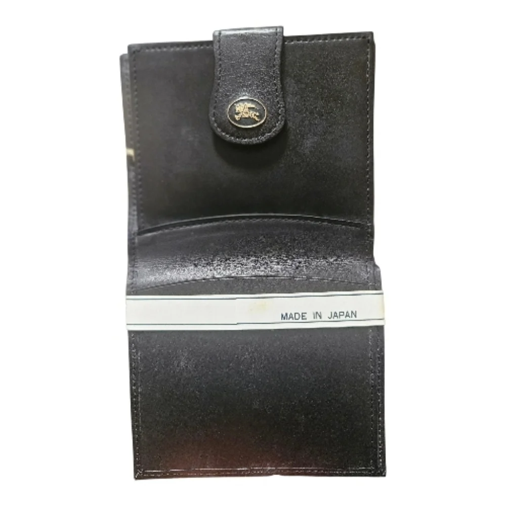 RARE Burberrys Black Leather Bifold Wallet Equestrian Knight Made In Japan - Picture 11 of 16